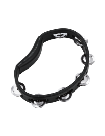 Meinl Percussion HTBK Hand Tambourine Black Stainless Steel Jingles 1 Row