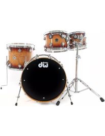 DW Collector's Exotic Drumset Santa Monica Maple - Natural to Deep Rich Red Burst over Super Curly