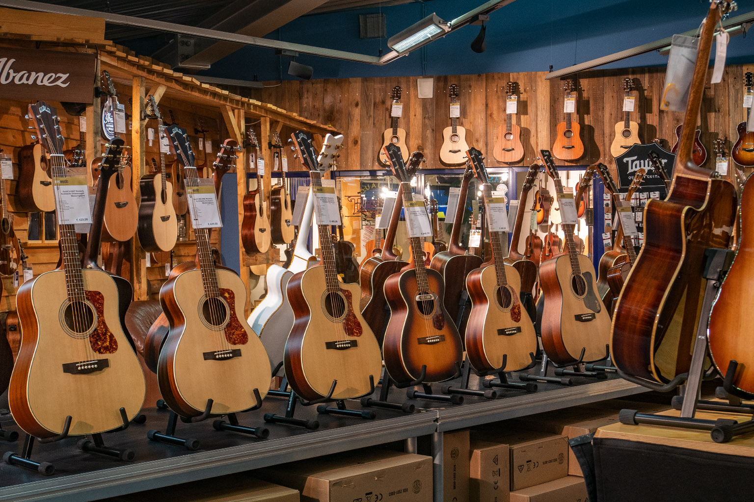 Blick in die Akustikgitarren-Abteilung