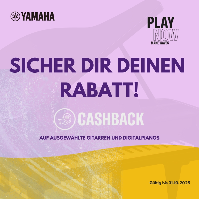 Yamaha Cashback auf ausgewählte Digitalpianos und Gitarren