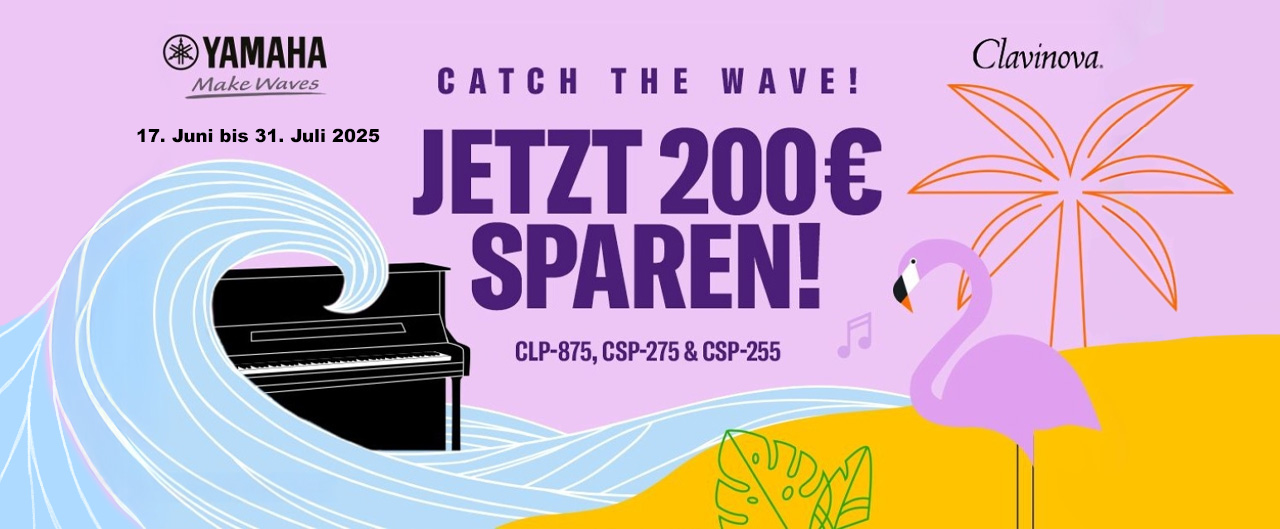 Cavinova am Strand mit Flamingo, Palme und Welle